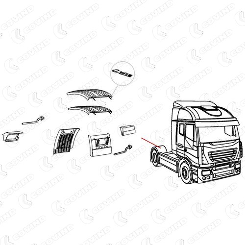 TUBE SUPPORT D'AILE AVANT DROITE DES AILES ARRIERE IVECO STRALIS AS AVANT 2007 – Image 2