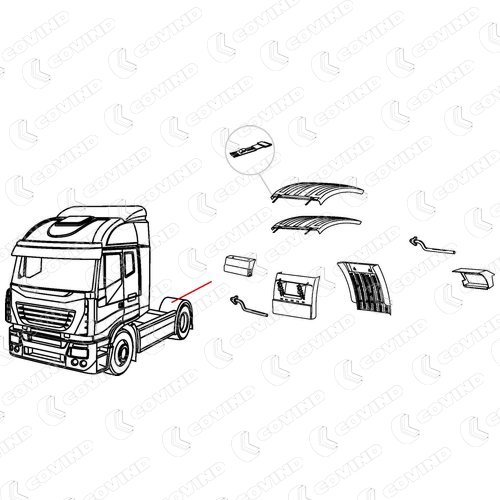 TUBE SUPPORT D'AILE AVANT GAUCHE DES AILES ARRIERE IVECO STRALIS AD-AT APRES 2007 – Image 2