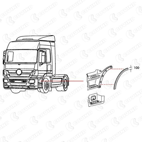 GARNITURE EMMARCHEMENT/AILE GAUCHE MERCEDES ACTROS MP2 (2003-2008)LARGEUR 10CM – Image 2