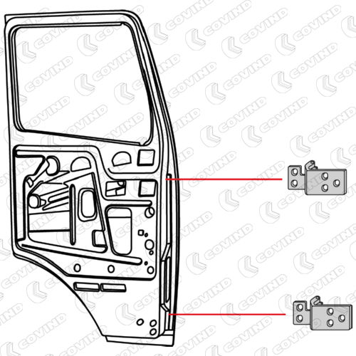 CHARNIERE DE PORTE GAUCHE SUPERIEURE ET INFERIEURE MERCEDES ATEGO – Image 2