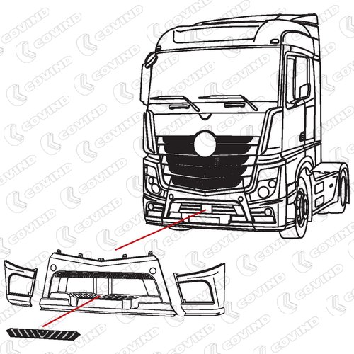 MARCHE PARE CHOC MERCEDES ACTROS MP4 CABINE CLASSIC/STREAM/BIG/GIGA SPACE – Image 2