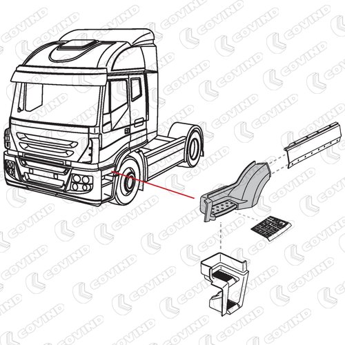 EMMARCHEMENT GAUCHE IVECO STRALIS CABINE AD/AT AVANT 2007 SANS BOURLET - GRIS – Image 2