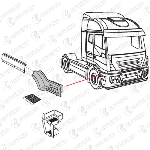 EMMARCHEMENT DROIT IVECO STRALIS CABINE AD/AT AVANT 2007 SANS BOURLET - GRIS – Image 2