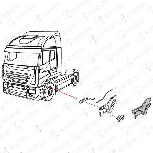 EMMARCHEMENT GAUCHE IVECO STRALIS CABINE AS AVANT 2007 MODELE SANS TROU POUR POIGNEE DU COFFRE - GRIS – Image 2