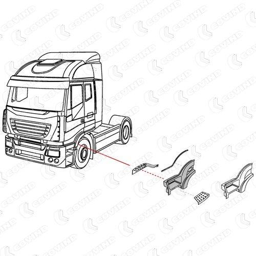 EMMARCHEMENT GAUCHE IVECO STRALIS CABINE AS APRES 2007 MODELE AVEC TROU POUR POIGNEE DU COFFRE - NOIR – Image 2