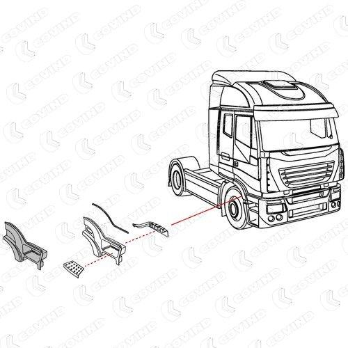 EMMARCHEMENT DROIT IVECO HI WAY STRALIS CABINE AS APRES 2013 MODELE SANS TROU POUR POIGNEE DU COFFRE- GRIS – Image 2
