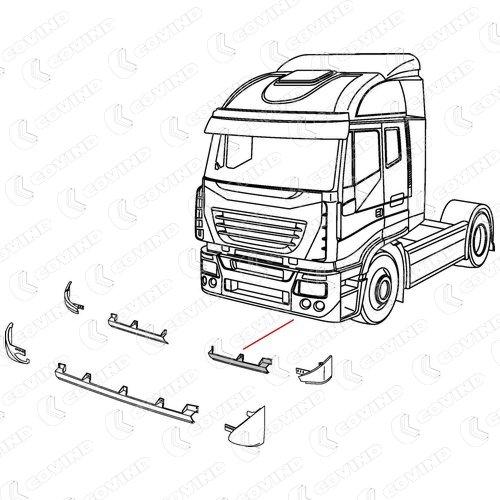 SPOILER CENTRAL GAUCHE IVECO STRALIS CABINE AS AVANT 2007 – Image 2