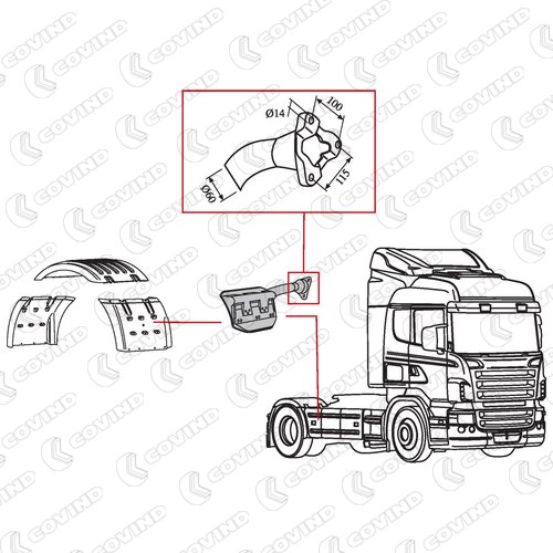 SUPPORT AILE PARTIE AVANT DROIT DE L ESSIEU ARRIERE SCANIA R SERIE 5 CABINE CR/CG AVANT 2010 – Image 2