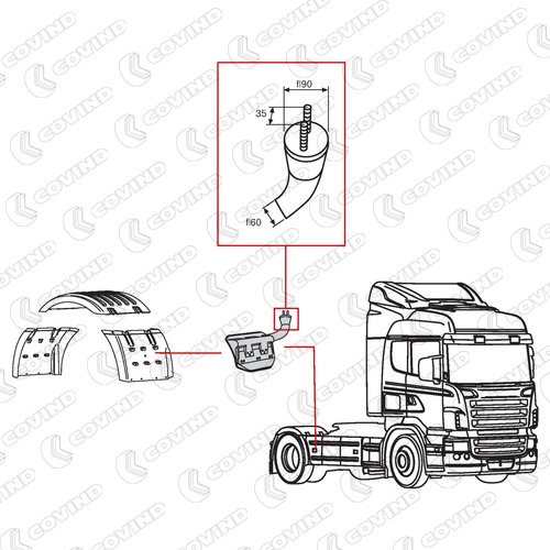 SUPPORT AILE PARTIE AVANT DROIT DE L ESSIEU ARRIERE SCANIA R SERIE 5 CABINE CR/CG AVANT 2010 – Image 2