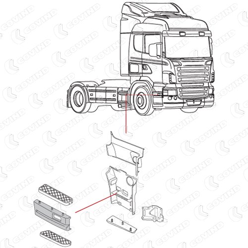 CACHE EMMARCHEMENT CENTRAL DROIT SCANIA R SERIE 5 CABINE CR/CG AVANT 2010 – Image 2