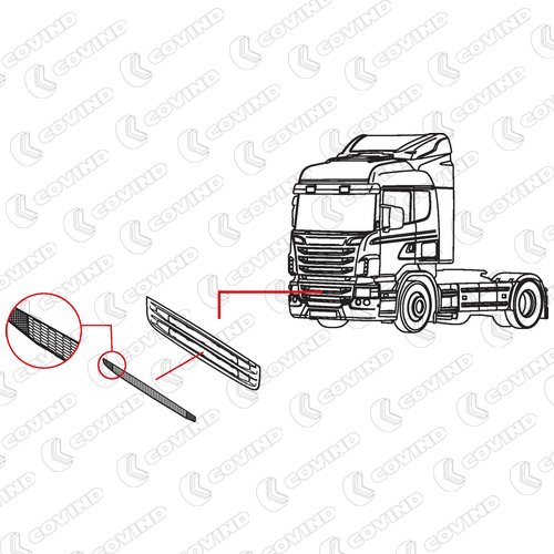 GRILLE INFERIEURE CALANDRE INFERIEURE (HAUTEUR 380) SCANIA CR/CG MODELE V8 APRES 2010 – Image 2