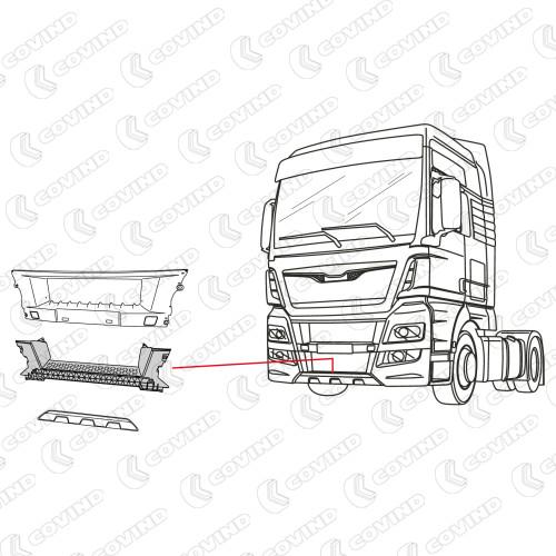 PARE CHOC CENTRAL (MARCHE PIED INFERIEUR) POUR MAN TGX EURO6 - 1ERE SERIE JUSQU A FIN 2018 – Image 2