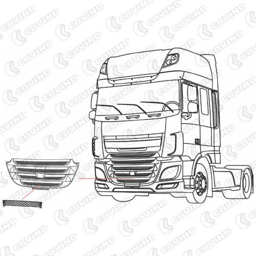 GRILLE INFERIEURE DE LA CALANDRE INFERIEURE DAF XF 106 SERIE 1 JUSQU A 2017 - NID ABEILLE COULEUR NOIR – Image 2