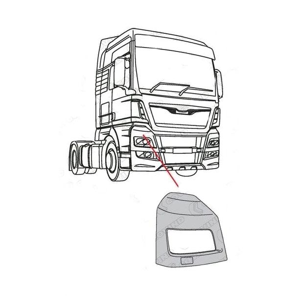 ENTOURAGE PHARE DROIT MAN TGX EURO 6 AVEC TROU POUR LAVE PHARE VENDU AVEC TRAPPE - GRIS – Image 2