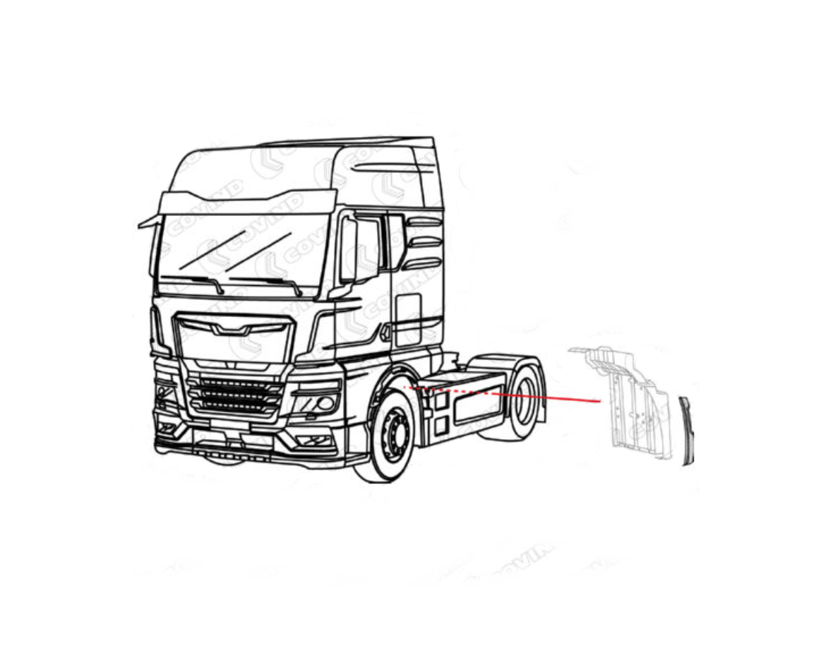 COUVERTURE EXTERIEURE GAUCHE POUR AILE AVANT, PARTIE ARRIERE MAN TGX 2021 – Image 2